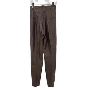 Michael Hoban North Beach High Waisted Leather Pants | Brown | Sz 3/4